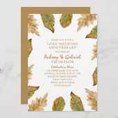 Invitation Élégant automne laisse 10e anniversaire Mariage (Devant / Derrière)