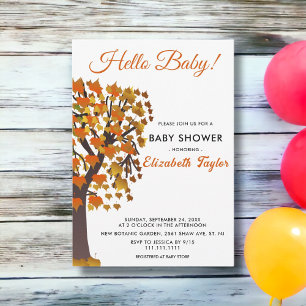 Invitation Élégant automne laisse arbre Baby shower romantiqu