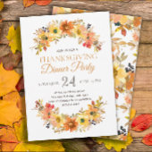 Invitation Élégant automne laisse Floral Thanksgiving Dîner