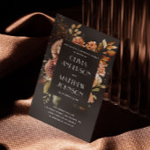 Invitation Élégant automne noir floral mariage de répétition