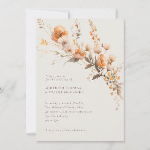 Invitation Elégant automne orange et Brown Floral Mariage