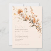 Invitation Elégant automne orange et Brown Mariage Fleur sauv (Devant)