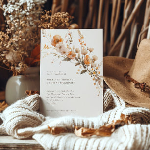 Invitation Elégant automne orange et Brown Mariage Fleur sauv