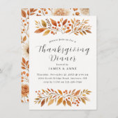 Invitation Élégant automne part Thanksgiving Dîner (Devant / Derrière)