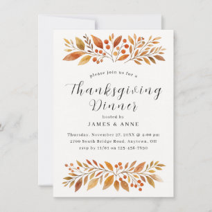 Invitation Élégant automne part Thanksgiving Dîner
