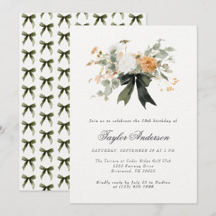 Invitation Elégant automne Ruban Bow Bouquet Fleur Anniversai
