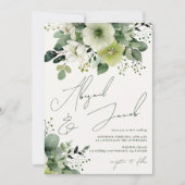 Invitation Élégant automne vert floral tout en un Mariage (Devant)