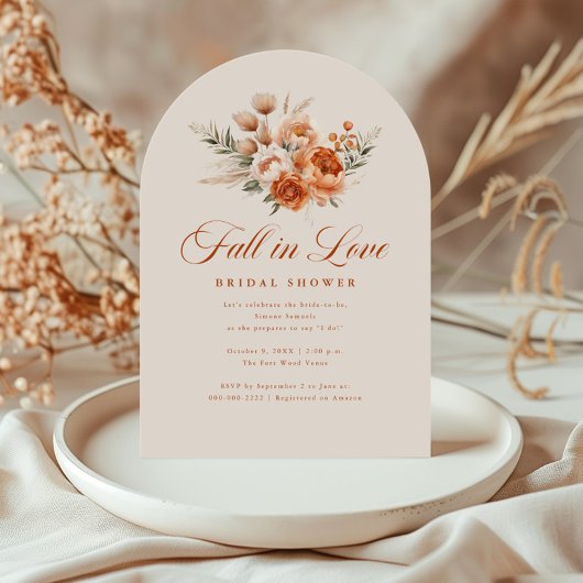 Invitation Elegant Autumn Fall In Love Bridal Shower