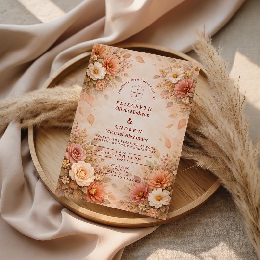 Invitation Elegant Autumn Flower Wedding