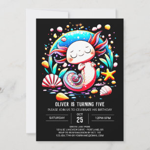 Invitation Elégant Axolotl en ligne fête d'anniversaire
