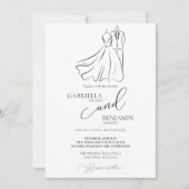 Invitation Élégant B&W Mariage Tux & Robe Mariage formel (Devant)