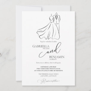 Invitation Élégant B&W Mariage Tux & Robe Mariage formel