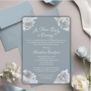 Invitation Elégant Baby Blue Arrival