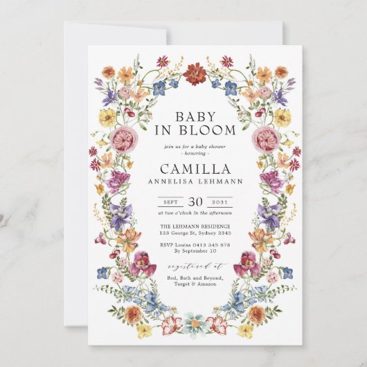 Invitation Elegant Baby in Bloom Baby Shower (Devant)