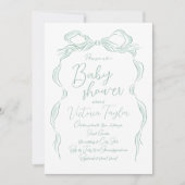 Invitation Élégant Baby shower à mâchoire vert clair (Devant)
