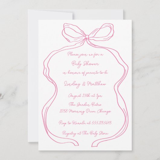 Invitation Élégant Baby shower à mâchoires Coquette à main ro (Devant)