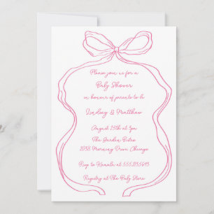 Invitation Élégant Baby shower à mâchoires Coquette à main ro