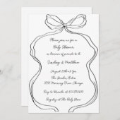 Invitation Elégant Baby shower à main tiré Wavy Bow (Devant / Derrière)