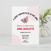 Invitation Elégant Baby shower à papillon bleu-blanc (Debout devant)