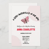 Invitation Elégant Baby shower à papillon bleu-blanc (Devant / Derrière)