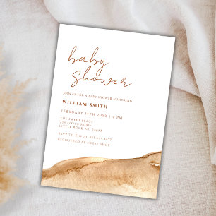 Invitation Élégant Baby shower Abstrait en terre cuite neutre