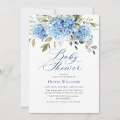Invitation Elégant Baby shower Aquarelle Bleu Hydrangea (Devant)