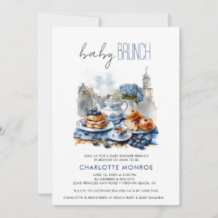 Invitation Elégant Baby shower aquarelle Brunch