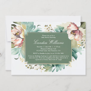 Invitation Elégant Baby shower aquarelle Floral Couples
