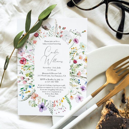 Invitation Elégant Baby shower aquarelle Floral Couples