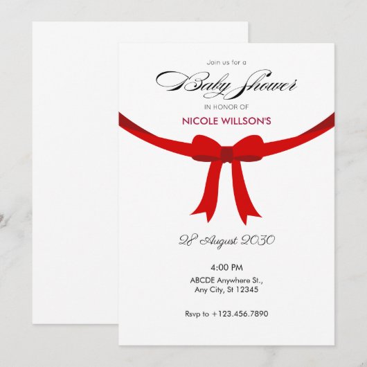 Invitation Élégant baby shower arc-en-cercle rouge (Devant / Derrière)