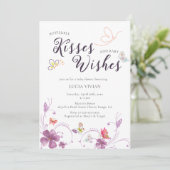 Invitation Élégant Baby shower Baisers et souhaits de papillo (Debout devant)