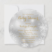 Invitation Élégant Baby shower blanc et or Snowflake (Dos)