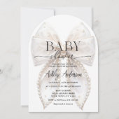 Invitation Elégant Baby shower blanc Pearl Bow (Devant)