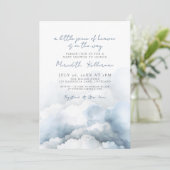 Invitation Elégant Baby shower bleu Aquarelle Ciel (Debout devant)