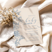 Elégant Baby shower bleu beige Vintage