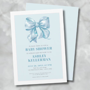 Invitation Élégant Baby shower bleu boue