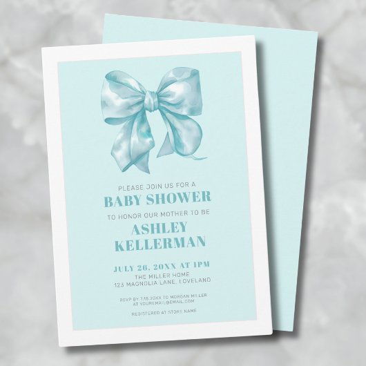 Invitation Élégant Baby shower bleu boue