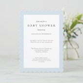 Invitation Elégant Baby shower bleu Fleur sauvage classique (Debout devant)