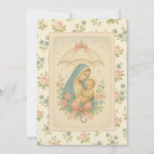 Invitation Elégant Baby shower Bleu Floral Religieux (Devant)