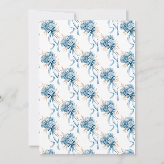 Invitation Elégant Baby shower bleu Hydrangea Bow (Dos)