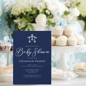 Invitation Elégant Baby shower bleu nuit