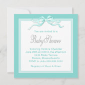 Invitation Elégant Baby shower bleu Turquoise et argent (Dos)