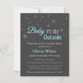 Invitation Élégant Baby shower Blue Winter Snowflake (Devant)