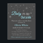 Invitation Élégant Baby shower Blue Winter Snowflake<br><div class="desc">Bébé il fait froid dehors ! Invitations amis et famille pour un baby shower confortable en l'honneur de maman d'être avec cette élégante, élégante et classe invitation de baby shower de flocon de neige qui a des flocons de différentes formes, tailles et conceptions enfilés ensemble. Le texte "Baby It's Cold...</div>
