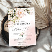 Invitation Elégant baby shower boho rose doux