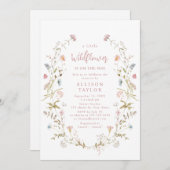 Invitation Elégant Baby shower Boho Rose Petit Fleur sauvage (Devant / Derrière)