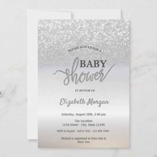 Invitation Elégant Baby shower Bokeh Parties scintillant Arge (Devant)
