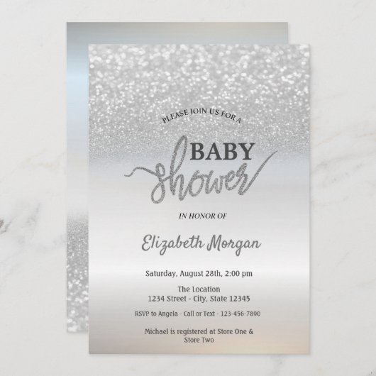 Invitation Elégant Baby shower Bokeh Parties scintillant Arge (Devant / Derrière)