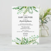 Invitation Elégant Baby shower botanique d'aquarelle verte (Debout devant)