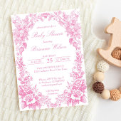 Invitation Élégant baby shower botanique rose